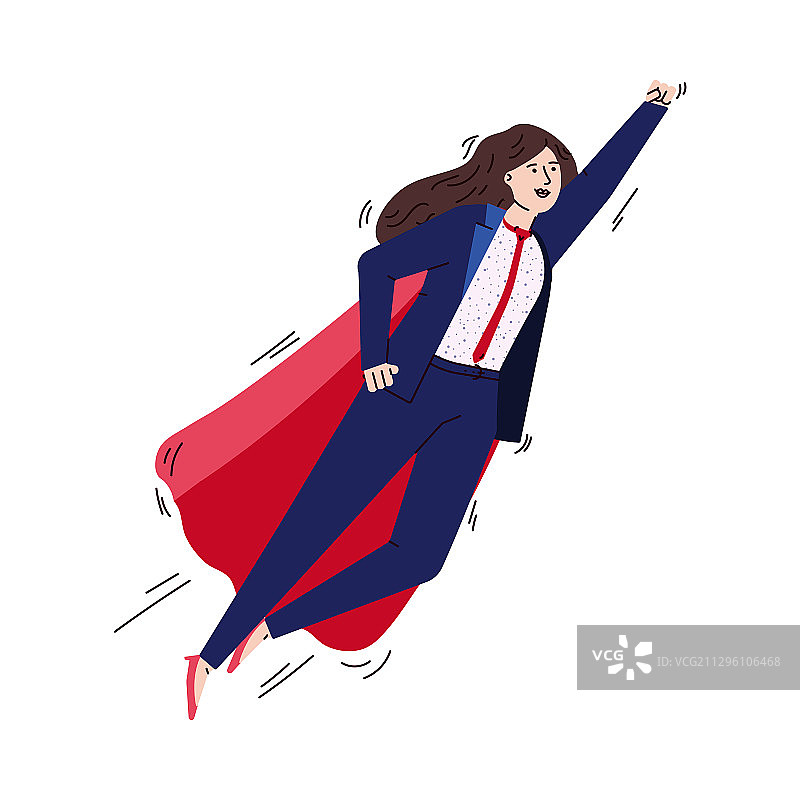 飞翔的女商人超人斗篷素描图片素材