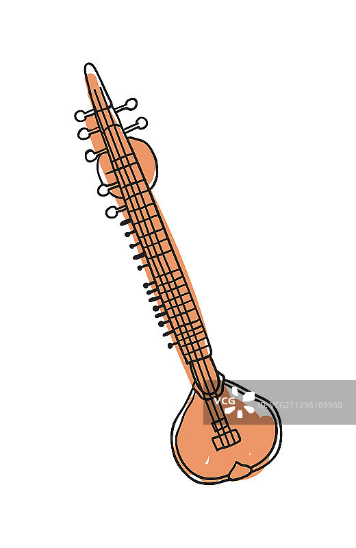 手绘西塔尔琴图标图片素材