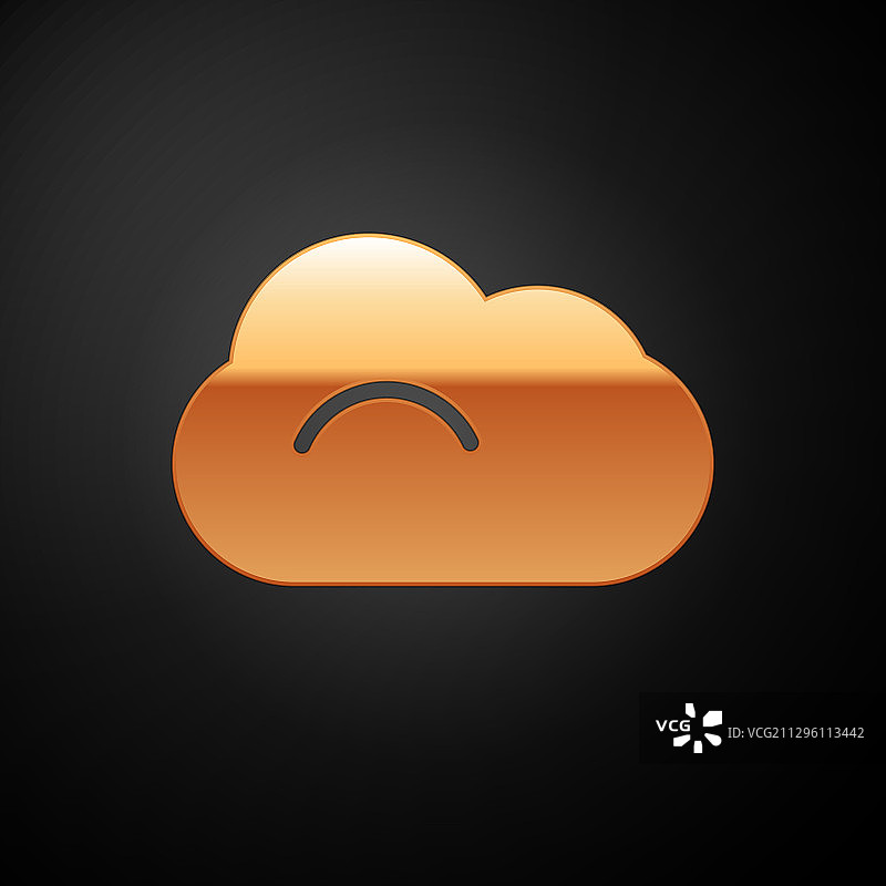 金色云朵图标（黑色背景）图片素材