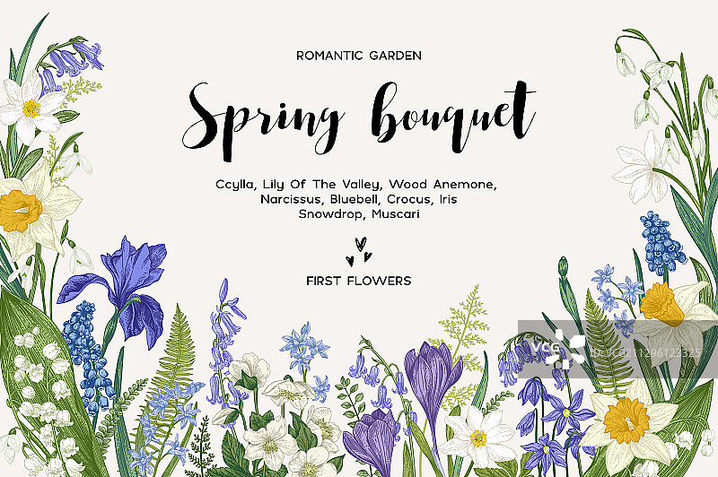 春季花卉卡片图片素材