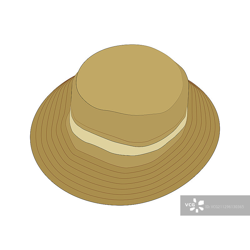 男女通用夏季沙滩帽扁平风图标设计图片素材