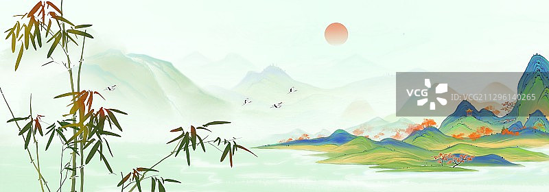 秋江图图片素材