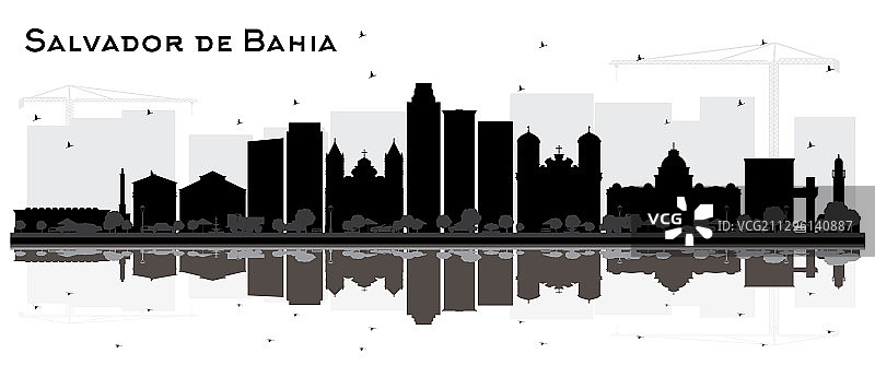 带有萨尔瓦多·德·巴伊亚城市天际线轮廓图片素材