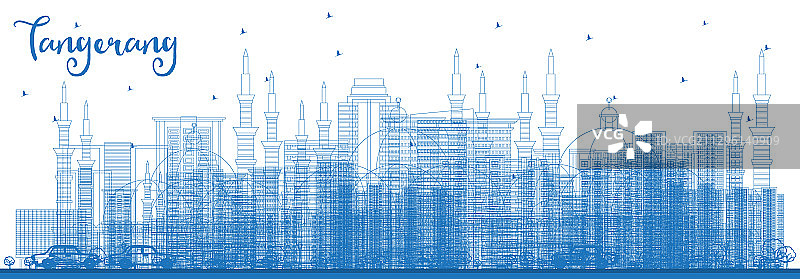 印尼丹格朗城市天际线轮廓图片素材