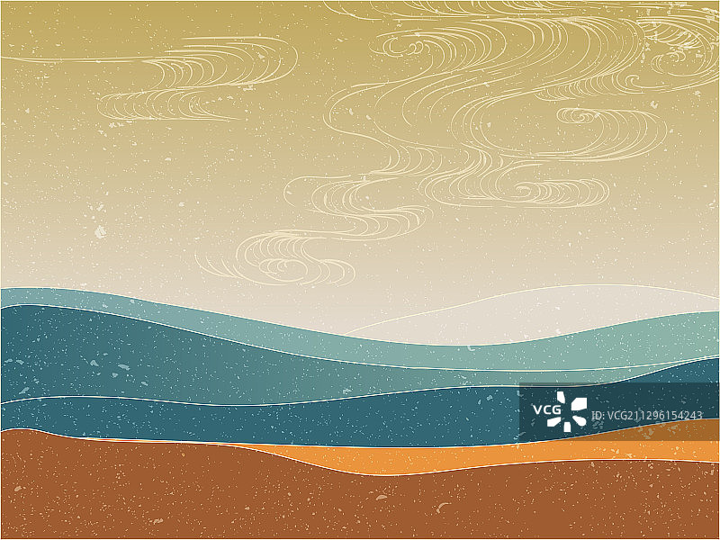 简约中国风国潮扁平风景纹理插画图片素材