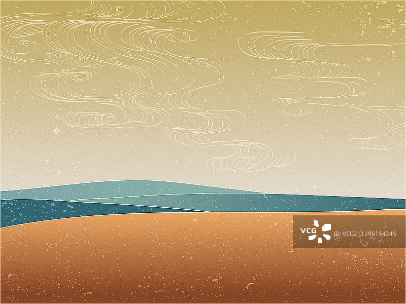 简约中国风国潮扁平风景纹理插画图片素材