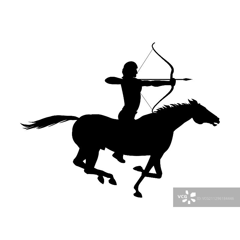 剪影：男子骑马瞄准图片素材