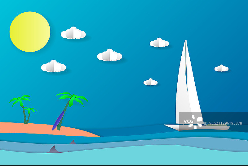 夏季白色游艇海上风光图片素材