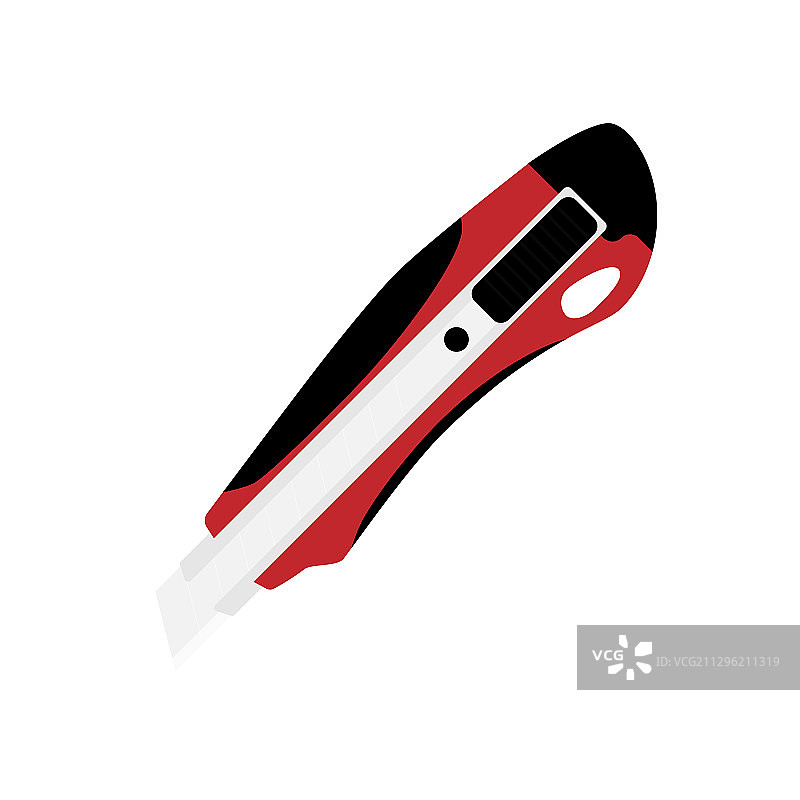 白色背景上的红色办公文具刀图片素材