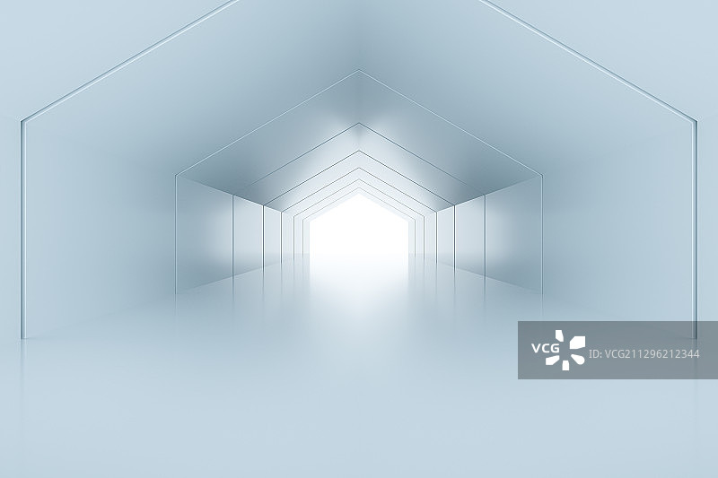 现代抽象建筑室内，三维图形图片素材