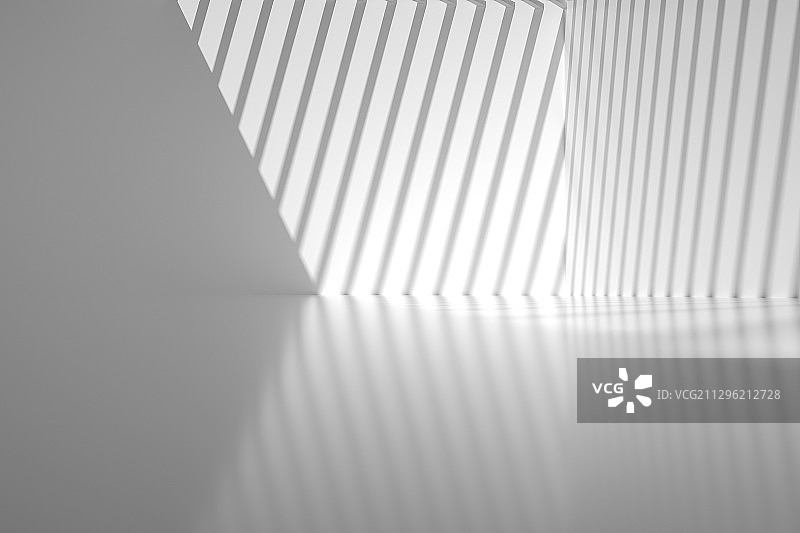 阳光照耀下现代简洁建筑室内，三维图形图片素材