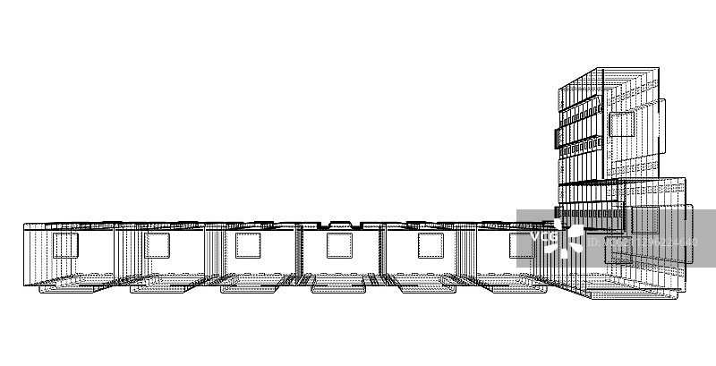多层建筑的线框模型图片素材