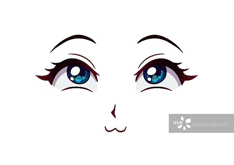 快乐的动漫脸漫画风格大蓝眼睛图片素材