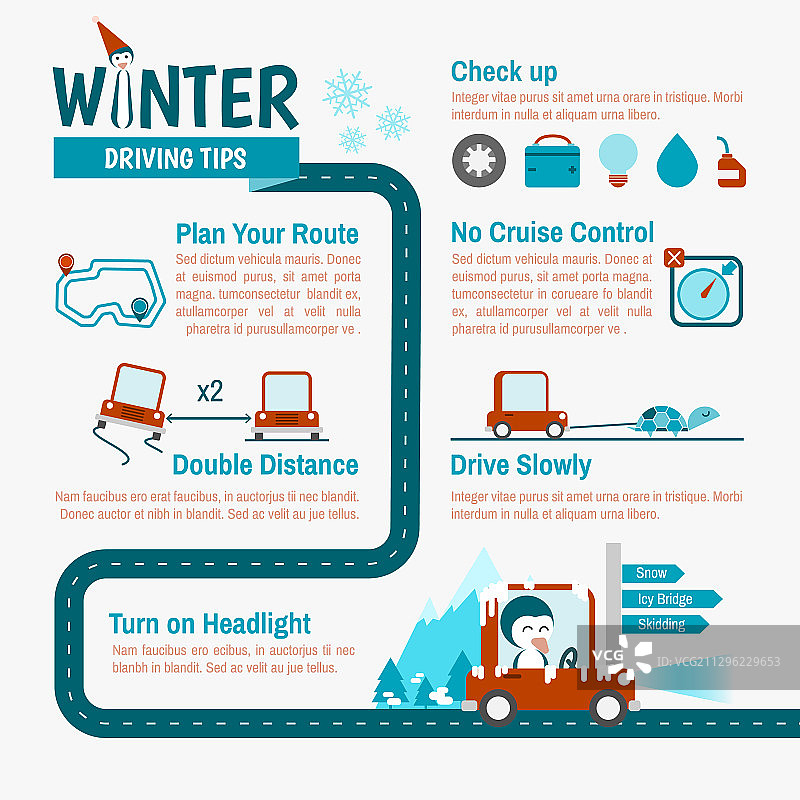 冬季安全驾驶提示信息图图片素材
