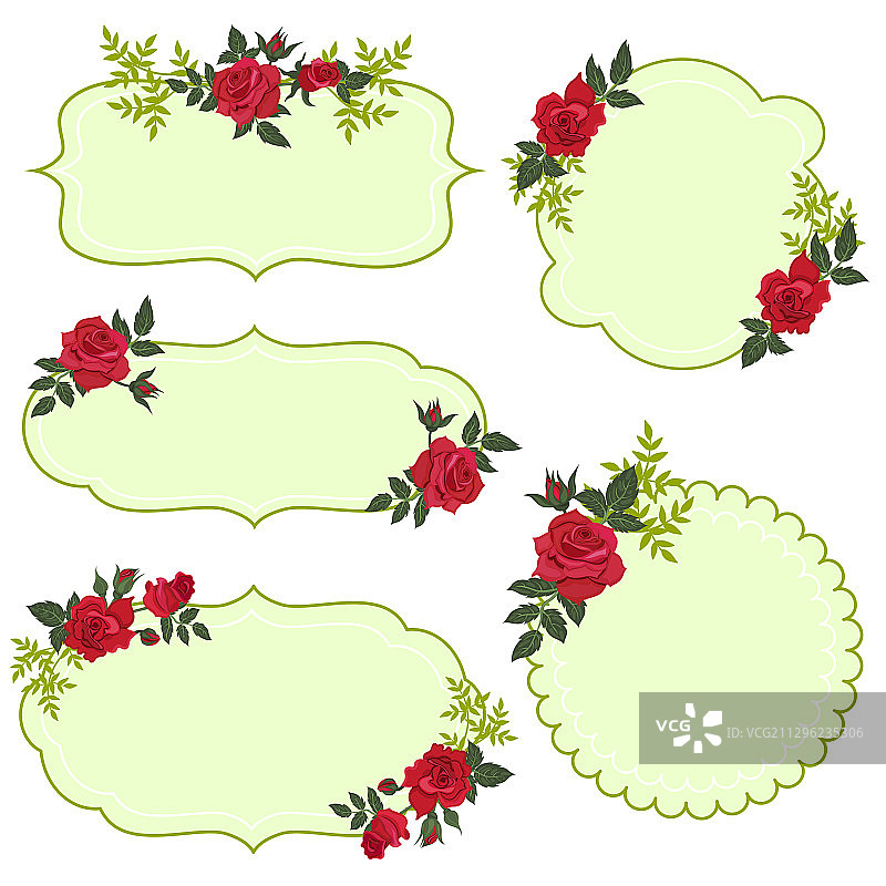 白色背景上的花卉标签套装图片素材