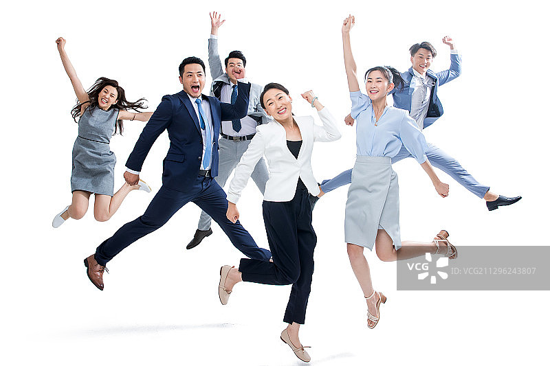 跳跃的商务团队图片素材
