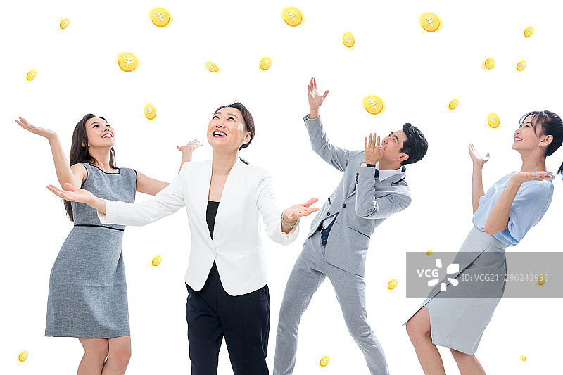 伸手接金币的商务人士图片素材