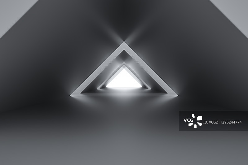 三角形建设室内空间过道，三维图形图片素材