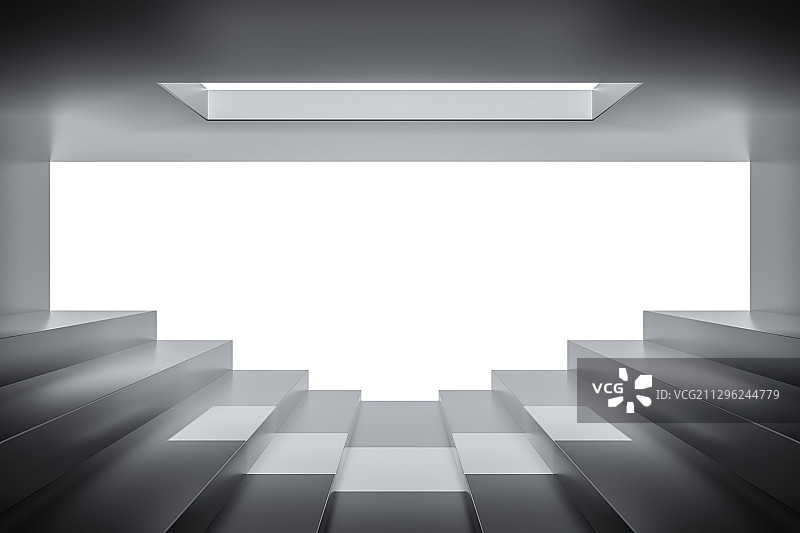 带有天窗的建筑室内空间，三维图形图片素材