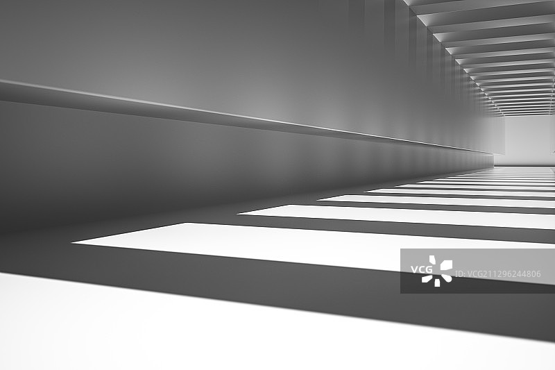 现代简洁空间内部走廊，三维图形图片素材