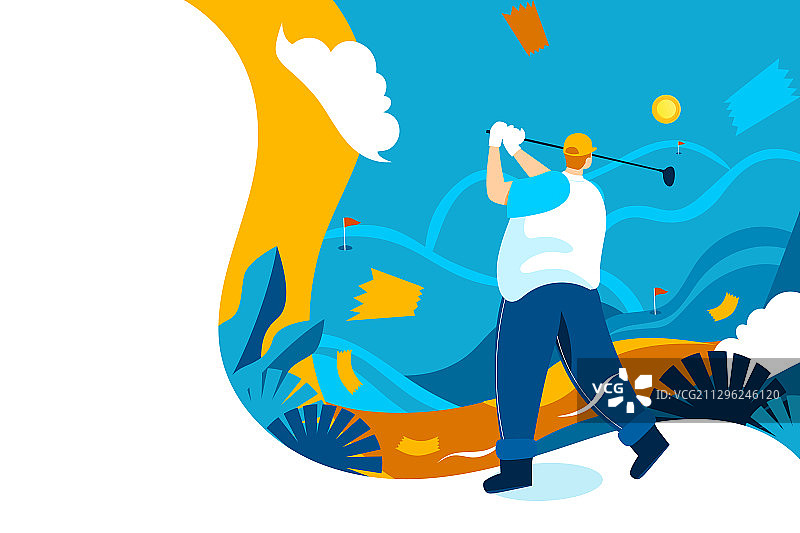 卡通投资办公金钱收益金融理财高尔夫商务招商投标矢量插画图片素材