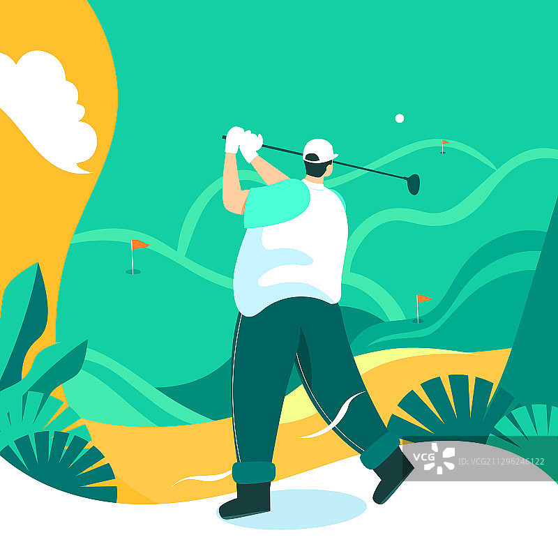 卡通投资办公金钱收益金融理财高尔夫商务招商投标矢量插画图片素材