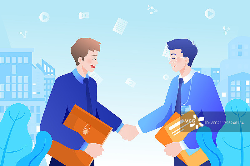 卡通金融互联网商务办公合作共赢团队职场办公招商矢量插画图片素材