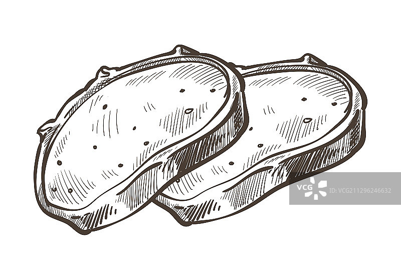 面包单色素描轮廓图片素材