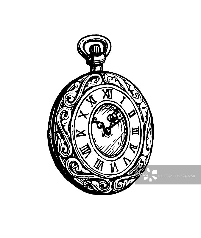 墨水素描怀表图片素材