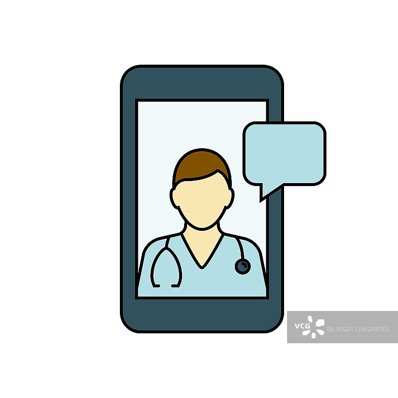 智能手机在线医生轮廓图图片素材