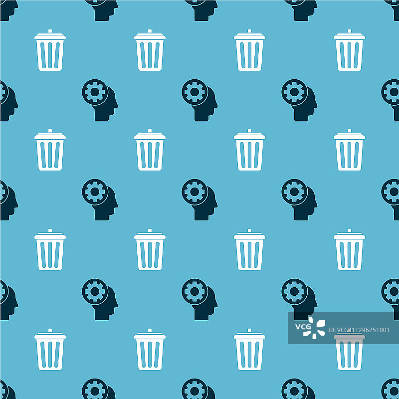 人类头部齿轮内部和垃圾桶素材图片素材