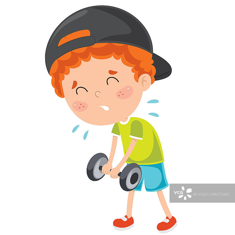 男孩正在做举重运动图片素材