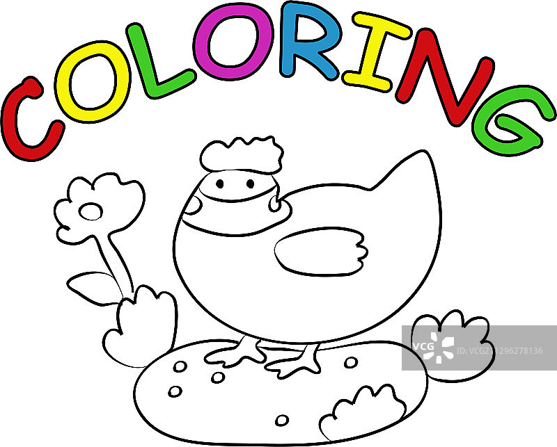 手绘涂色戴口罩的鸡图片素材