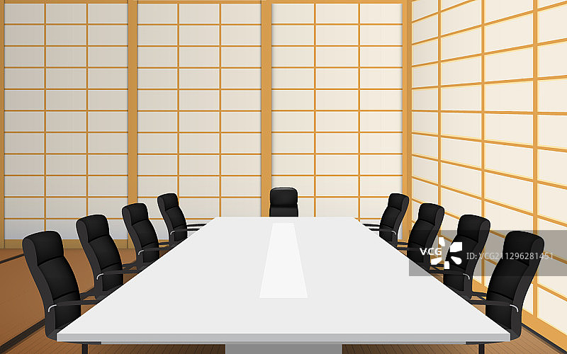 会议室内的白色会议桌椅图片素材