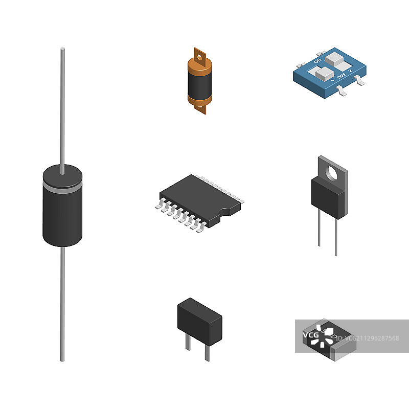 不同3D电子元件套装图片素材