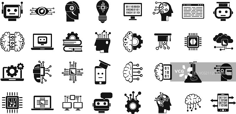 机器学习数据图标集（简约风格）图片素材