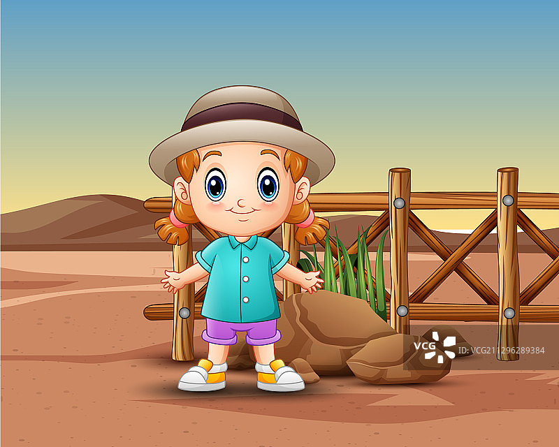 小女孩站在笼子前图片素材