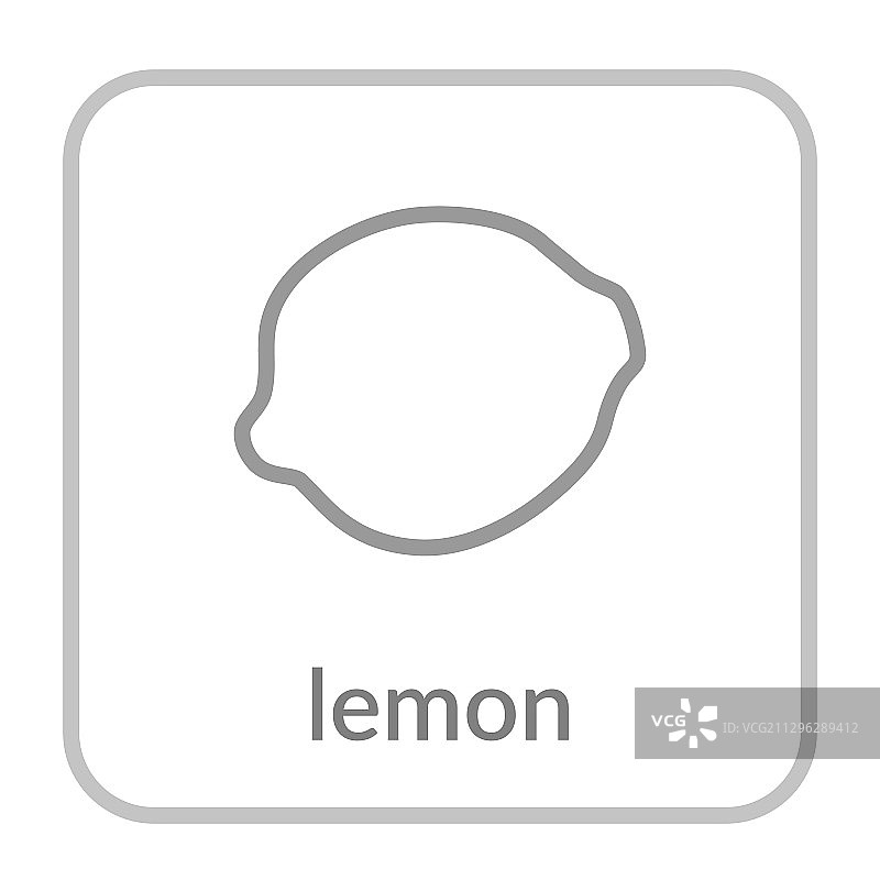 灰色柠檬图标：柑橘轮廓扁平标志图片素材