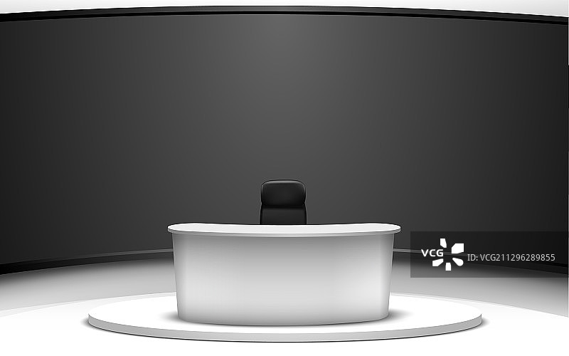 新闻演播室白色桌子和LCD背景图片素材