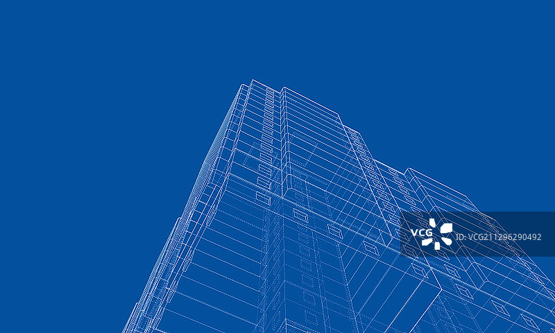 多层建筑的线框模型图片素材