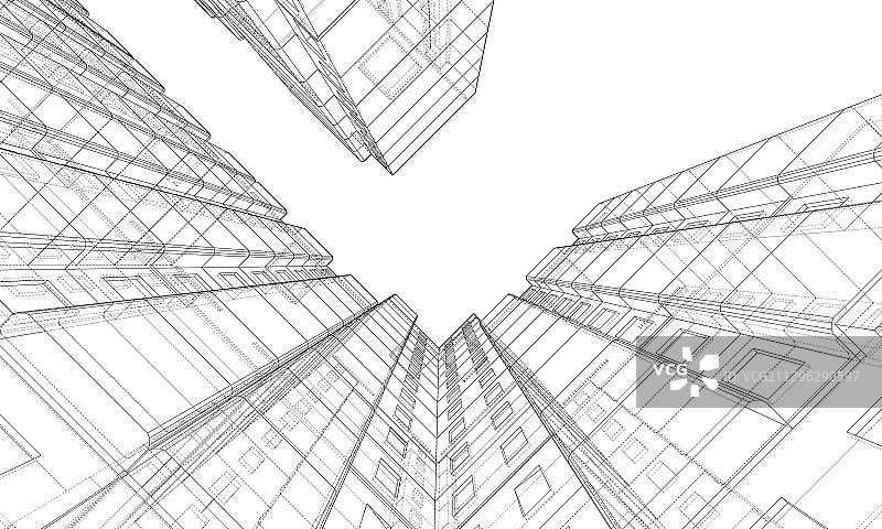 多层建筑的线框模型图片素材