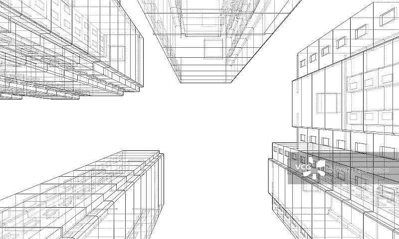 多层建筑的线框模型图片素材