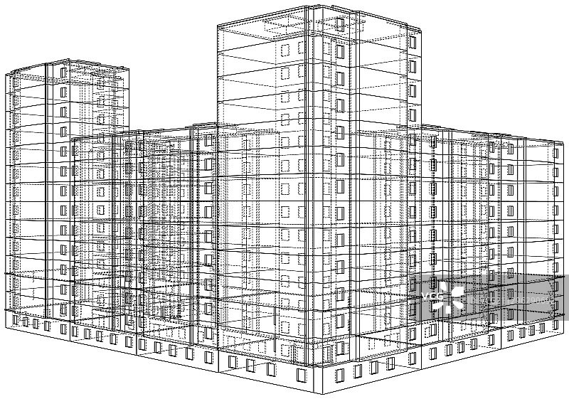 多层建筑的线框模型图片素材