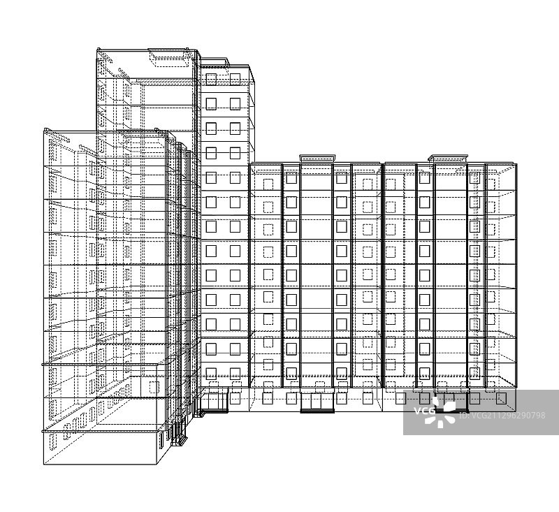 多层建筑的线框模型图片素材