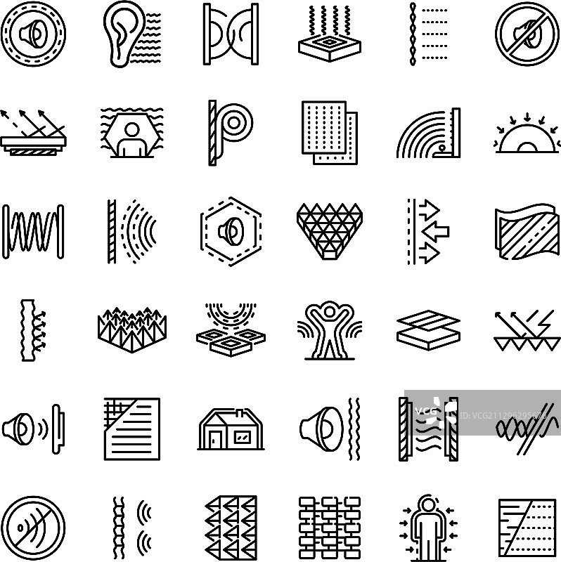 隔音图标集轮廓样式图片素材