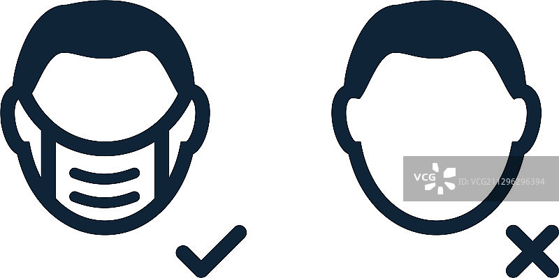 戴防护医用口罩的男性面部线条图片素材