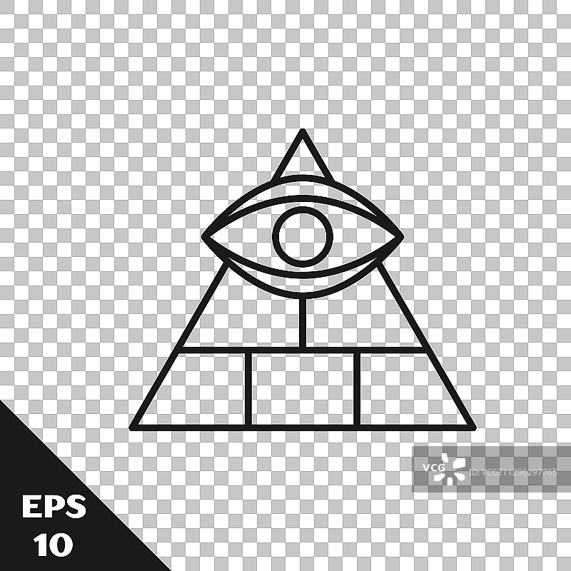 共济会全视之眼上帝的黑色线条符号图片素材