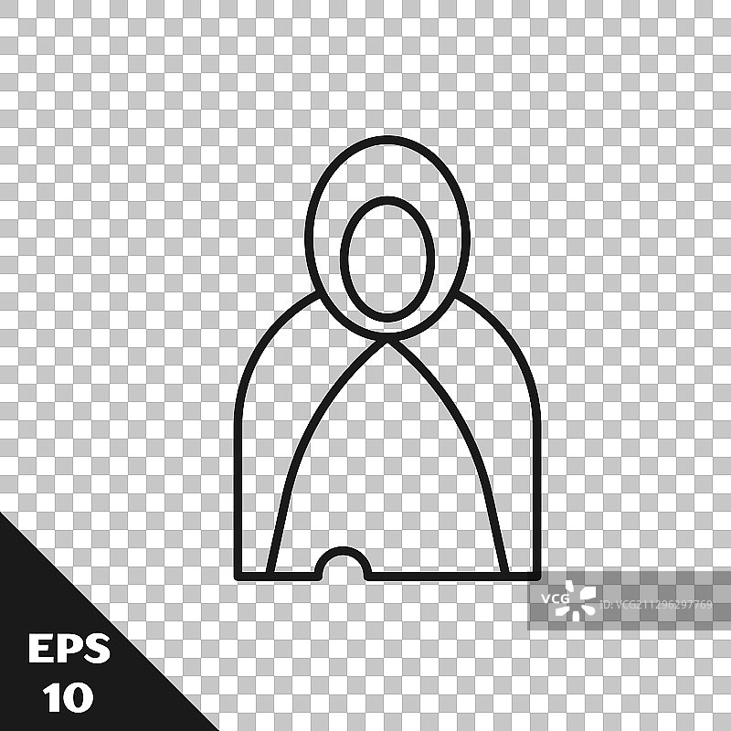 黑色线条斗篷披肩图标，隔离背景图片素材