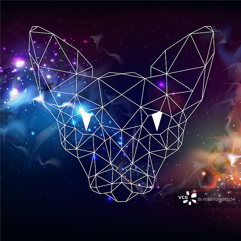 多边形轮廓斯芬克斯猫图片素材