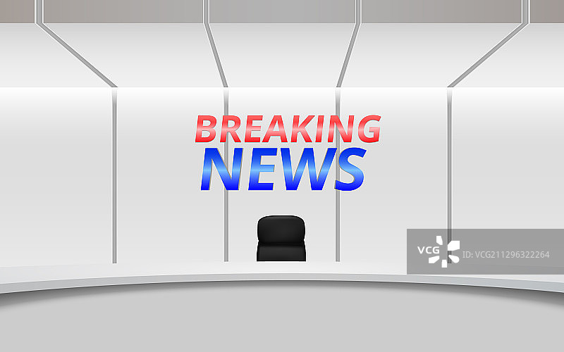 新闻演播室内的白色桌椅图片素材